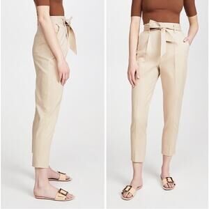 Equipment Femme Women’s Horace Trouser Beige Pleated Belted Ankle Length Size 4